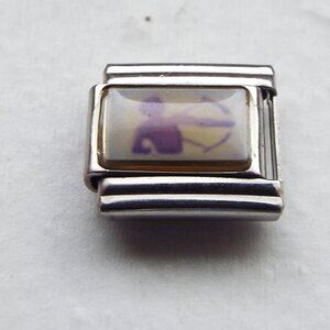 Purple Sagittarius sign photo 9mm stainless steel italian charm bracelet link